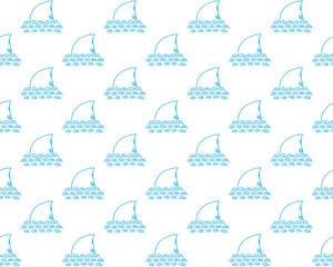 Shark seamless pattern, Hand drawn sketched doodle shark, vector illustration