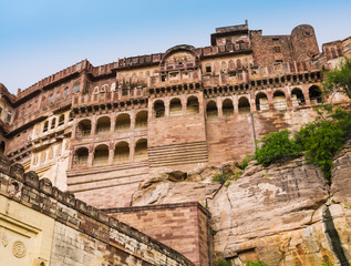 Fototapeta na wymiar Impressive Maharajah Palace in Mehrangarh fort, Jodphur, Rajasthan, India 