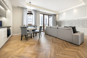 Modern living-room and kitchen