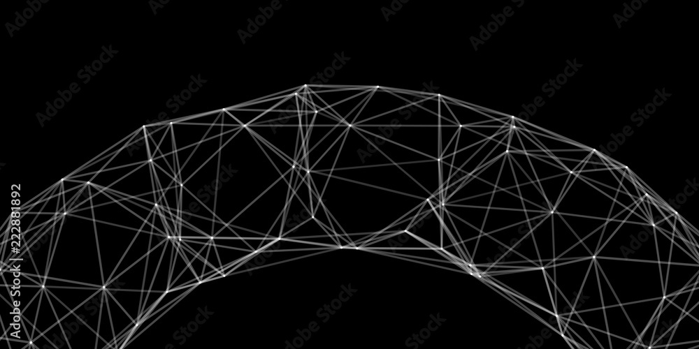 Poster abstract grid wormhole. 3d portal. wireframe tunnel. futuristic technology style. abstract 3d