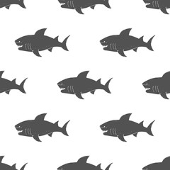 Shark seamless pattern, Hand drawn sketched doodle shark, vector illustration