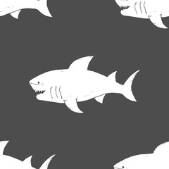 Shark seamless pattern, Hand drawn sketched doodle shark, vector illustration