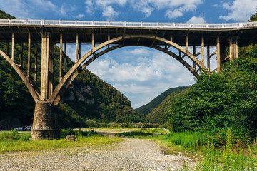 Stone bridge over gorge of river Gumista, Abkhazia