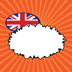 Flat design business Vector Illustration concept Empty copy space modern abstract background Geometric element. United Kingdom UK Flag in Oval form behind Blank Crooked Speech Bubble