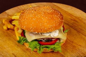 Tasty homemade burger