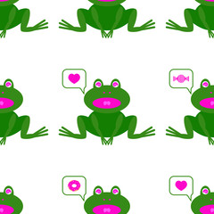 Pattern with image of cute frog