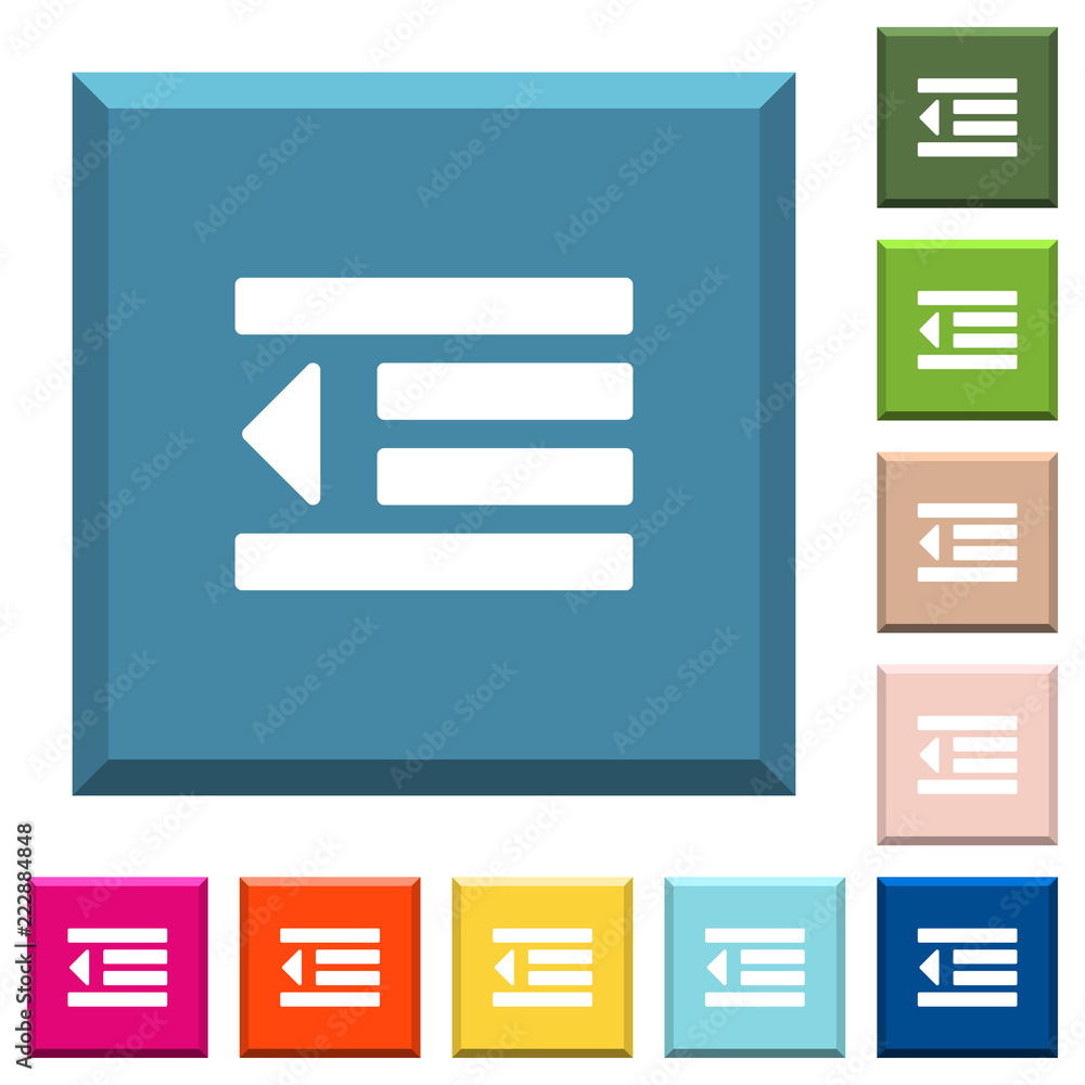 Poster decrease text indentation white icons on edged square buttons