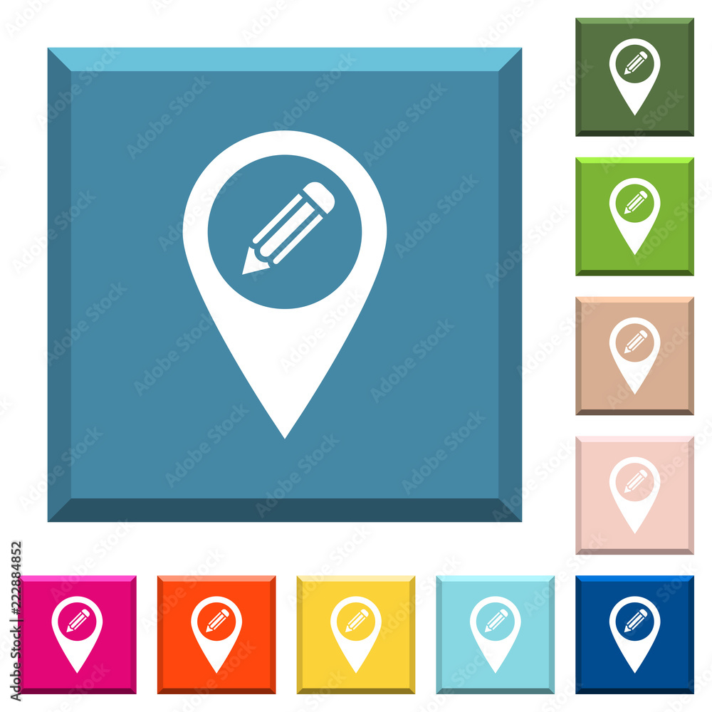 Poster edit gps map location white icons on edged square buttons