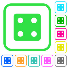 Dice four vivid colored flat icons