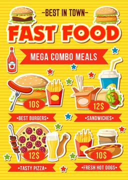 Fast food restaurant combo meal menu