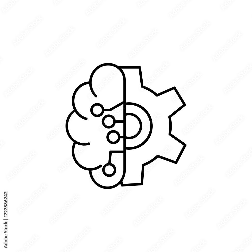 Aufkleber mechanic brain concept line icon. simple element illustration. mechanic brain concept outline symbol