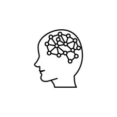 Smart brain artificial intelligence concept line icon. Simple element illustration. Smart brain concept outline symbol design from artificial intelligence set