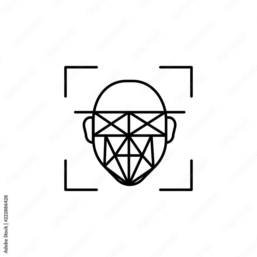 Poster artificial facial intelligence concept line icon. simple element illustration. artificial facial int