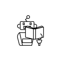 Learning machine read book concept line icon. Simple element illustration. Learning machine read book concept outline symbol design from artificial intelligence set