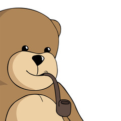 teddy bear with smoking pipe