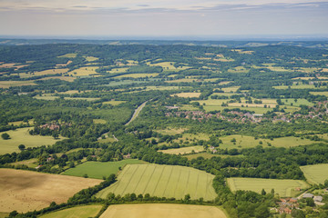 Fototapeta na wymiar Aerial view of the beautiful landscape around West Sussex