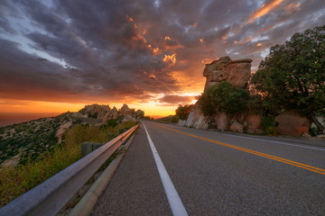 Sunset along the Catalina Highway on Mt. Lemmon in Tucson, Arizona. - obrazy, fototapety, plakaty