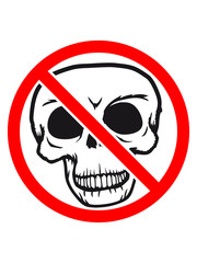 kreis sterben verboten schild zeichen symbol durchgestrichen schädel skelett tot tod knochen horror halloween maske kopf totenkopf böse comic cartoon clip