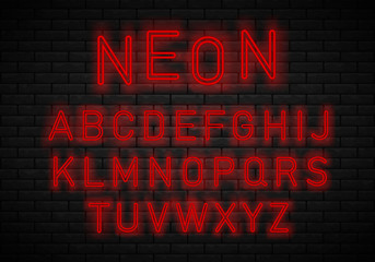 Fototapeta na wymiar Light Neon Font