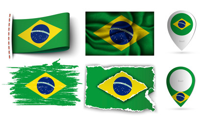 brazilia flags collection isolated on white