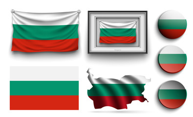 bulgaria flags collection isolated on white