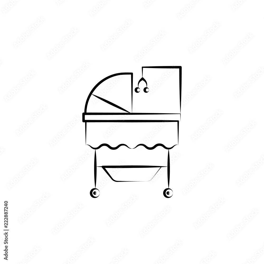 Poster cradle of baby lullaby toy concept line icon. simple element illustration. lullaby toy concept outli