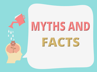 Writing note showing Myths And Facts. Business photo showcasing Oppositive concept about modern and ancient period.