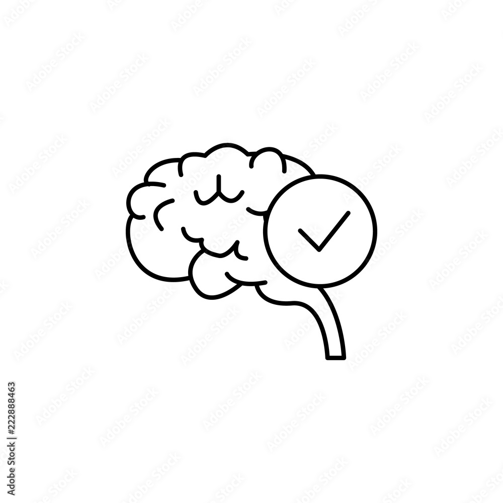 Poster brain bright healthy concept line icon. simple element illustration. brain bright healthy concept ou