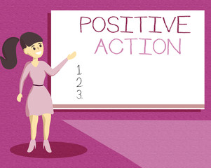 Handwriting text writing Positive Action. Concept meaning doing good attitude against certain situation Fine reaction.