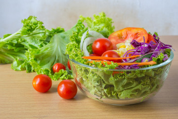 Fresh mixed vegetables salad. Selective focus