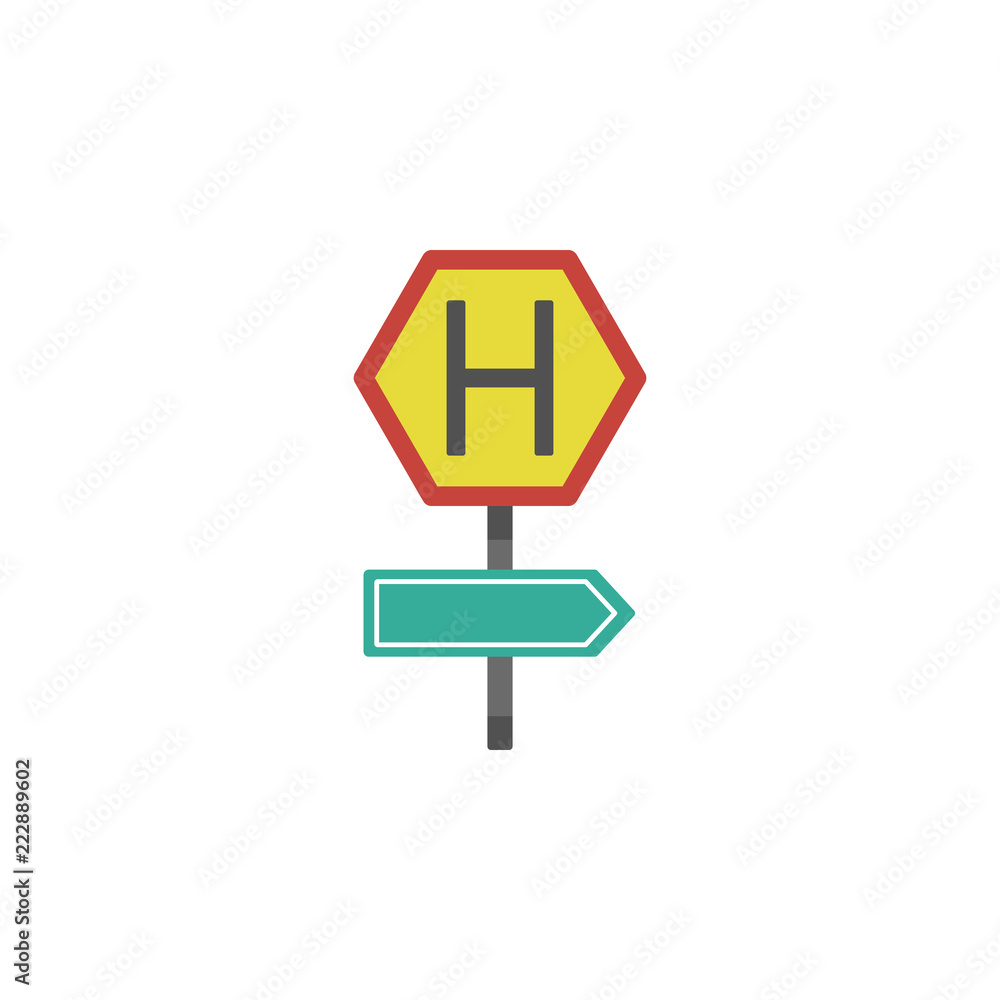 Aufkleber hospital ahead colored icon. element of road signs and junctions icon for mobile concept and web app