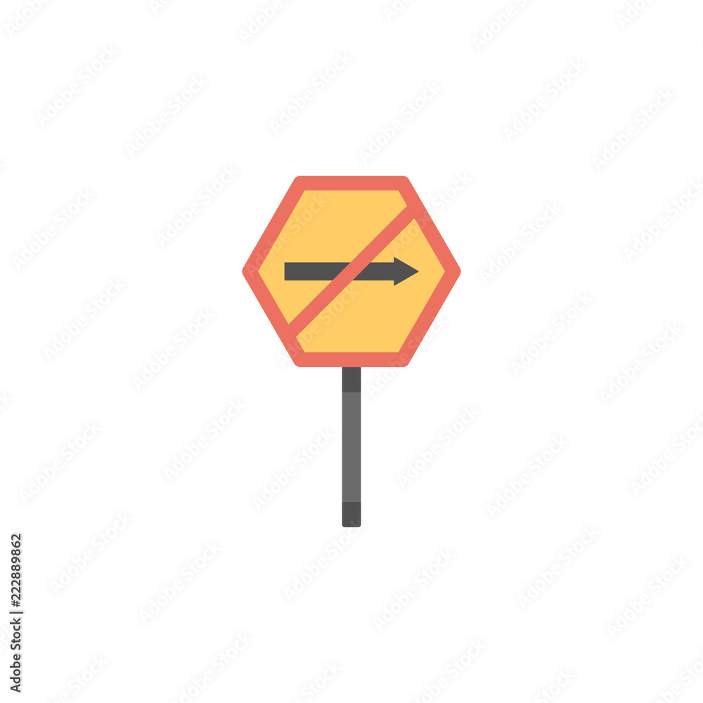 Poster no right colored icon. element of road signs and junctions icon for mobile concept and web apps. col