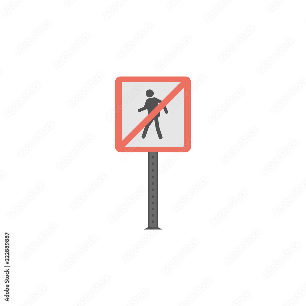 Poster no pedestrians colored icon. element of road signs and junctions icon for mobile concept and web app