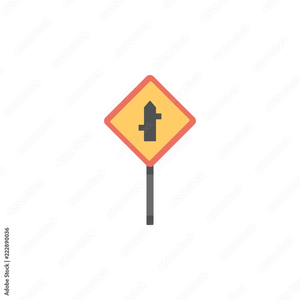 Poster crossroad junction colored icon. element of road signs and junctions icon for mobile concept and web