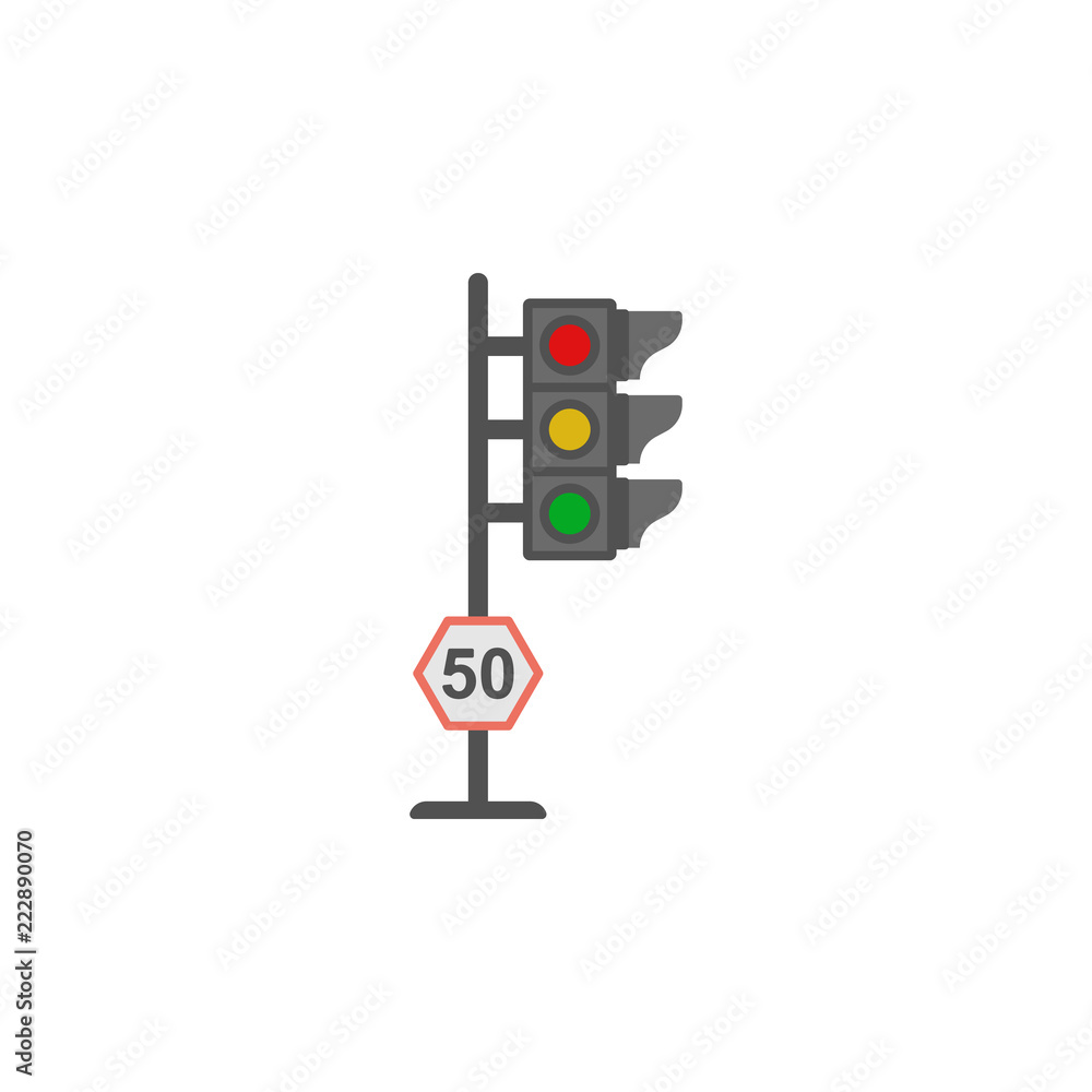 Poster traffic alerts colored icon. element of road signs and junctions icon for mobile concept and web app