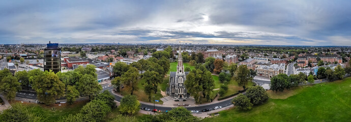 Obraz premium Aerial view of Christ Church Turnham Green, London