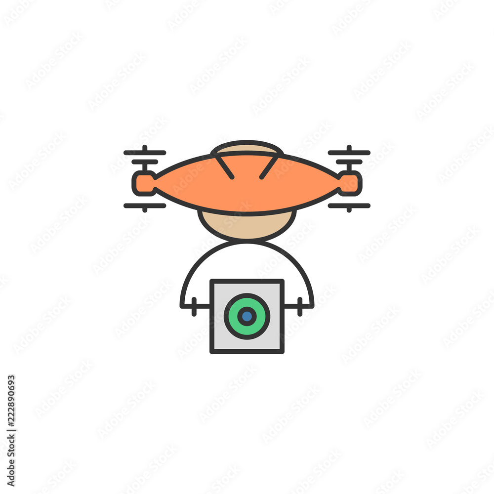 Poster drone web camera colored icon. element of virtual reality icon for mobile concept and web apps. colo
