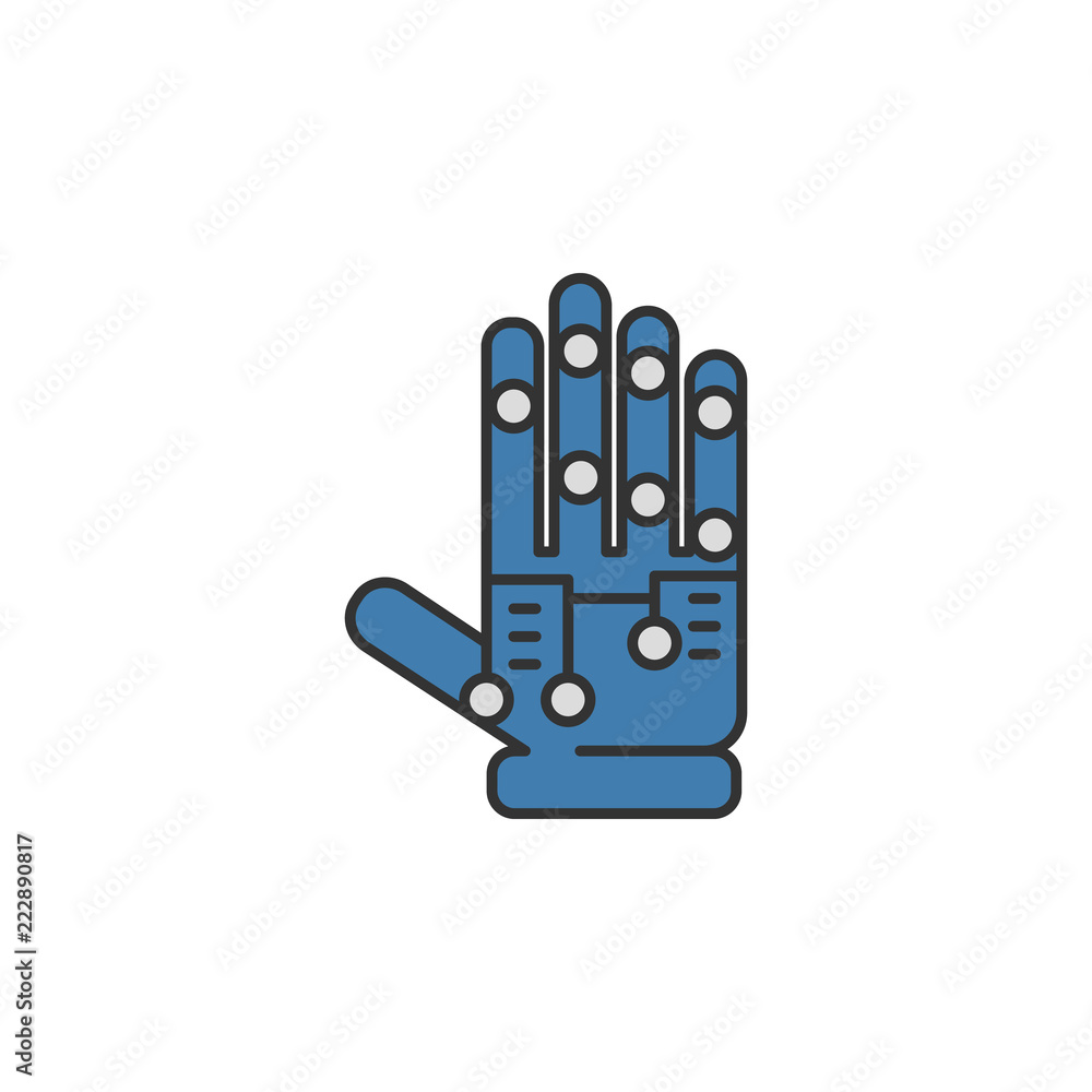 Poster robotic hand virtual reality colored icon. element of virtual reality icon for mobile concept and we