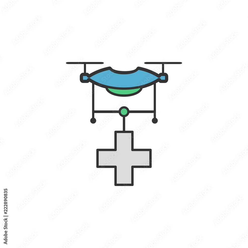 Poster drone medical help colored icon. element of virtual reality icon for mobile concept and web apps. co