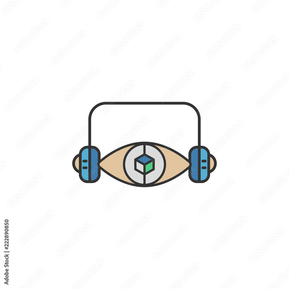 Poster virtual reality audio colored icon. element of virtual reality icon for mobile concept and web apps.