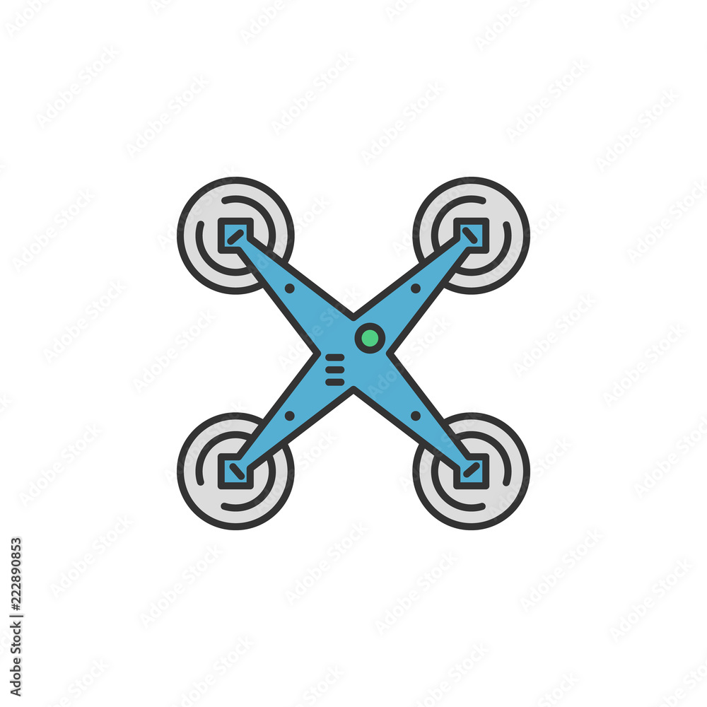 Poster drone 4 fan colored icon. element of virtual reality icon for mobile concept and web apps. color dro