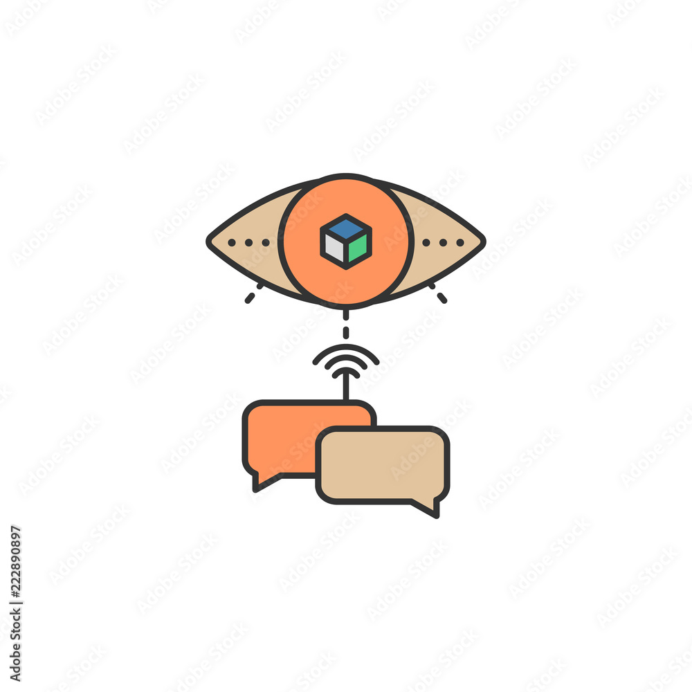 Poster virtual reality talk chat colored icon. element of virtual reality icon for mobile concept and web a