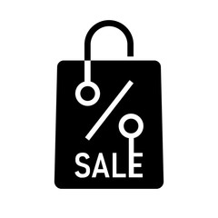 Discount sale shopping bag icon, simple style.