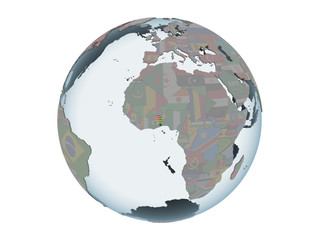 Togo with flag on globe isolated