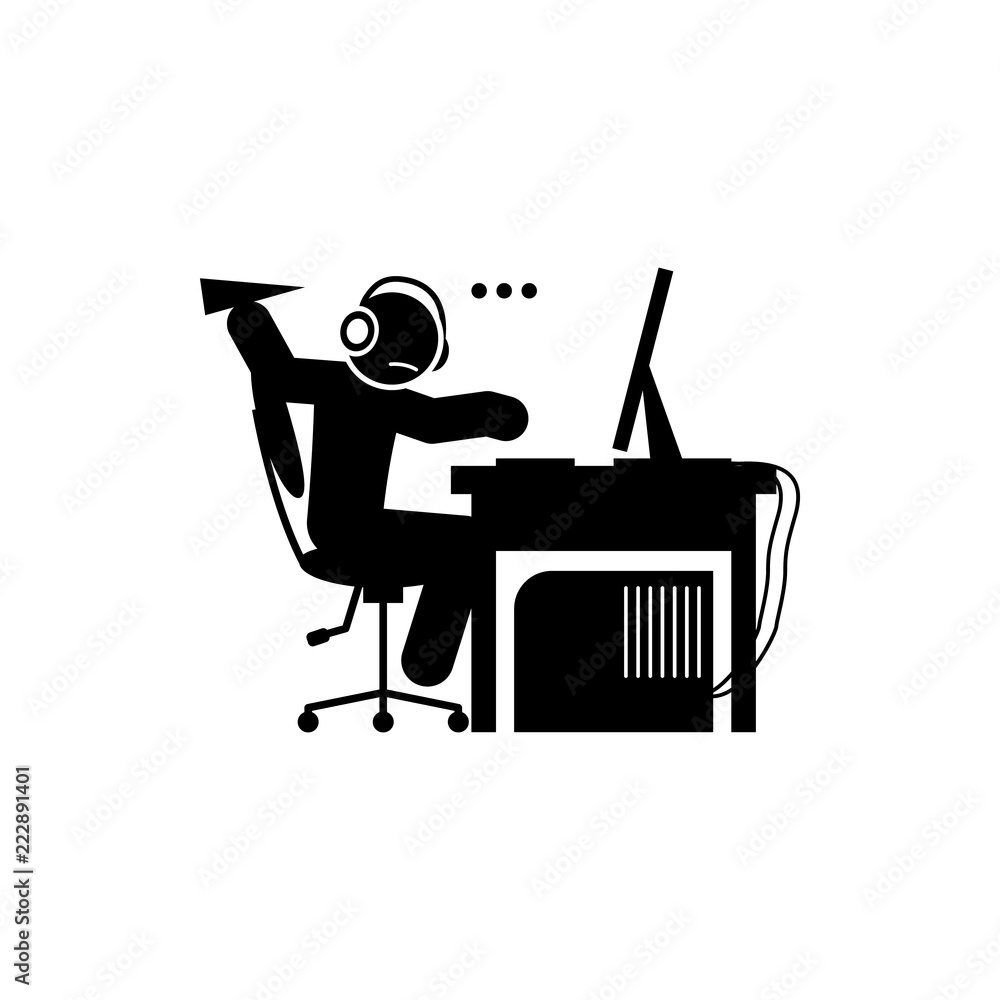 Poster man bored icon. element of gamer icon for mobile concept and web apps. glyph man bored icon can be u