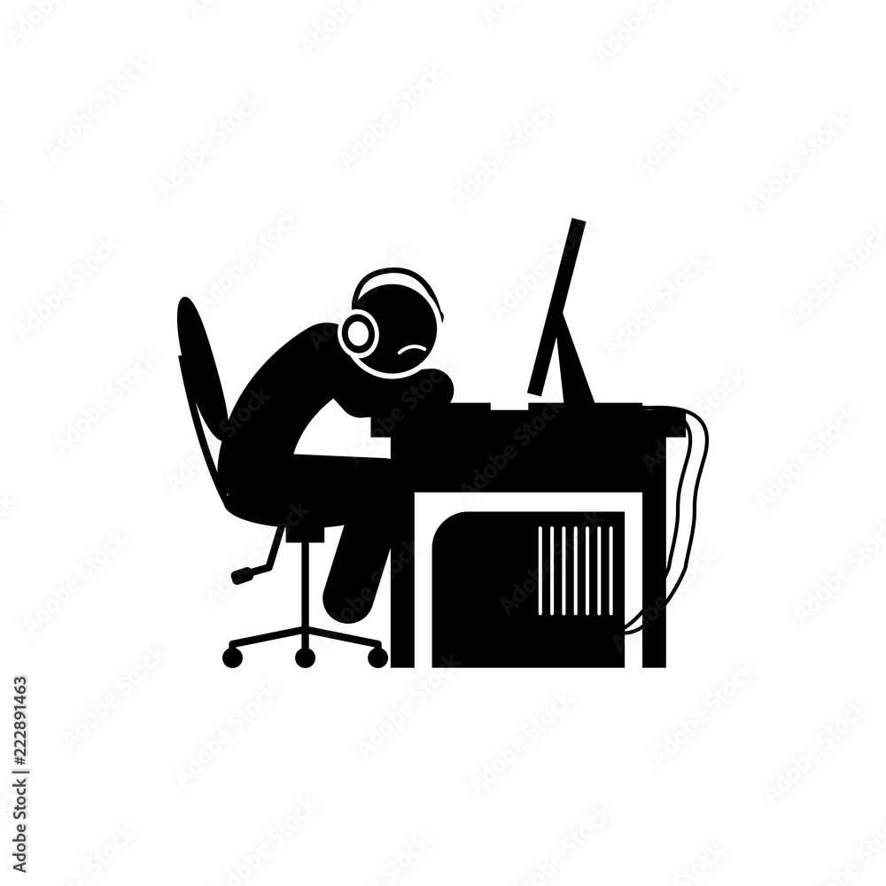 Poster man sad tired icon. element of gamer icon for mobile concept and web apps. glyph man sad tired icon 