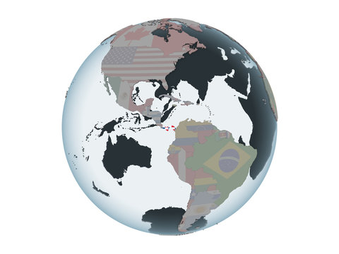 Panama with flag on globe isolated