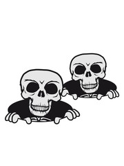 duo 2 freunde team paar lustig loch boden schädel skelett tot tod knochen horror halloween maske kopf totenkopf böse comic cartoon clip
