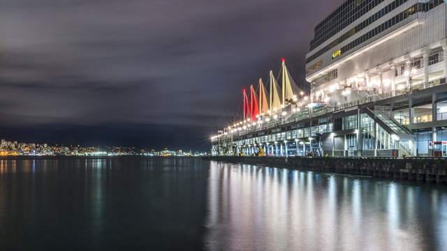 Canada Place seen at night, Vancouver. Beautiful British Columbia, Canada.