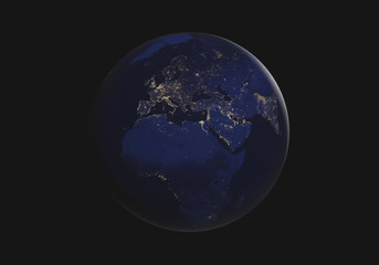 world focused on Europe night lights. elements of this image furnished by NASA 3d-Illustrationrld focused on Europe night lights. elements of this image furnished by NASA 3d-Illustration